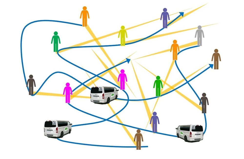 Convehicle的運行計劃示意圖。乘車點大多設置在垃圾回收站（注1）附近，僅需從家出門扔垃圾的距離便可使用Convehicle。