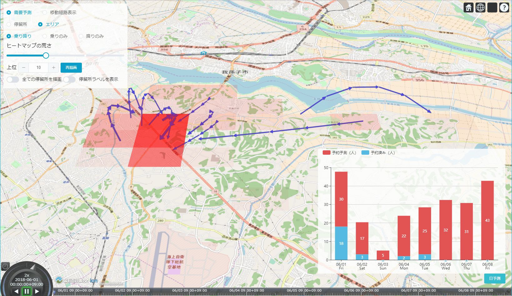 用來顯示運行區域的需求度高低的地圖 ? OpenStreetMap contributors